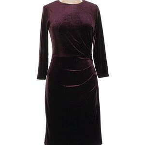 Eliza J Long Sleeve Velvet Dress in Rich Burgundy